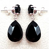Náušnice - black crystals - 3933401_