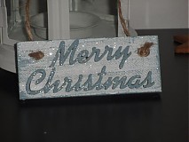 - Drevená tabuľka - Merry Christmas - 1012386