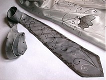  - Striebrošedá lúka-hodvábna kravata - 1058435