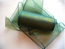 - organzová stuha 11cm zelenozlatá - 1326746