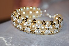  - Smotanovo-biely elegantný náramok - 1358826