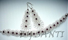  - Strieborná čipkovaná súprava s fialovým Swarovski krištáľom - 136235