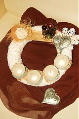  - adventný venček hnedo biely - 1365435