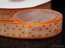 - 21730-B06 Stuha puntíkovaná 25mm ORANŽ, svazek 2metry - 1405695
