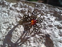  - Filigránový prsteň so Swarovski krištálikom-oranžový - 1452740