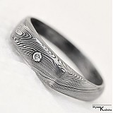  - Damasteel nerezový zásnubný prsteň s broušeným pravým diamantom - Prolili - 1464172