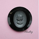 - Glass Cabochon Portrait Gunmetal/Hematite 35 mm - 210818