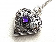 Náhrdelníky - purpurové srdce - 3381303