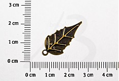  - PRÍVESOK Lístok, Starobronz, 27mm /20ks - 548735