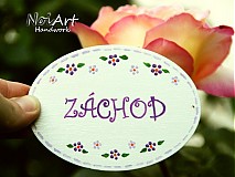 - Tabuľka - záchod biela s kvietkami - 550340