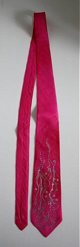  - ručne maľovaná hodvábna kravata pink - 715491