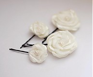  - ° sponky biele kvety ° - 780664