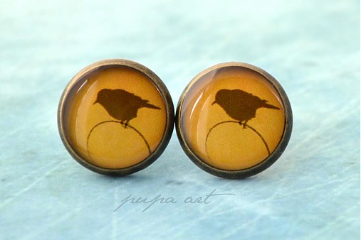  - Birdie - napichovacie náušky - vintage - 1058086