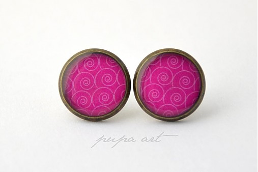 - Magenta - napichovacie náušky - vintage - 1058092