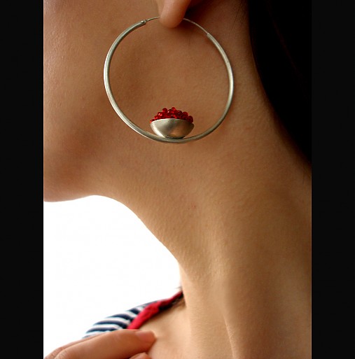 - circles with pearls/red (maxi) - 1462
