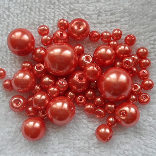 Voskované perly MIX4-12mm (oranžová)