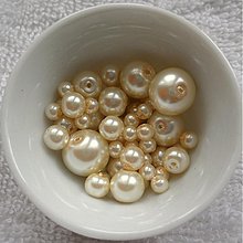 Korálky - Voskované perly MIX4-12mm (oranž.krémová) - 3750716_
