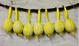 Dekorácie - KRASLICE /slepačie maľované vajíčka/ - ostro žlté - 3748993_