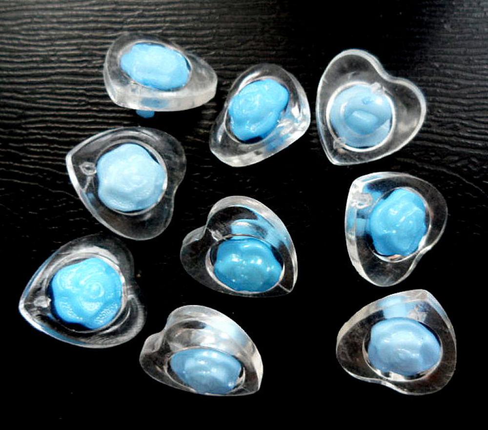 Gombík-srdiečko 16,5mm-1ks (modrá)