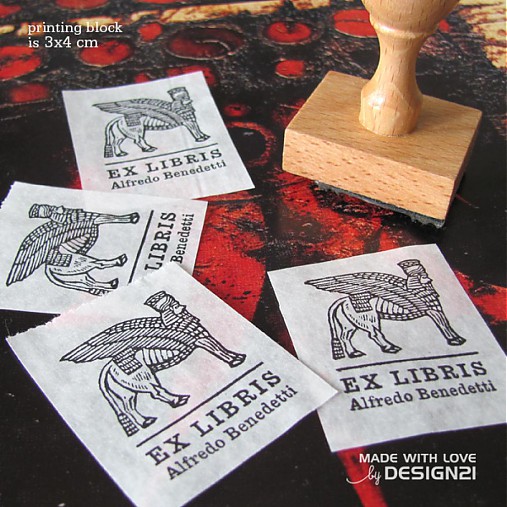Materiál ručne robený - Pečiatka: sfinga, EX LIBRIS - 3760350_