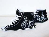 Ponožky, pančuchy, obuv - čierno-biele Paríž - 3784065_