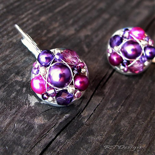 Náušnice - Náušničky Violet Flowers...  - 3797404_