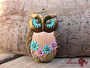 Náhrdelníky - B048 náhrdelník Owl kvetinková - na želanie - 3825180_