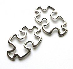 Komponenty - Medzičlánok "puzzle" - platina (1 ks) - 3878027_