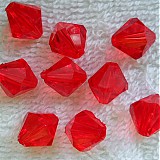 Korálky - Korálky bicone plast 11mm-1ks (červená) - 3879081_