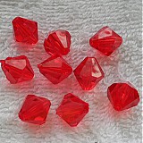 Korálky - Korálky bicone plast 11mm-1ks (červená) - 3879082_