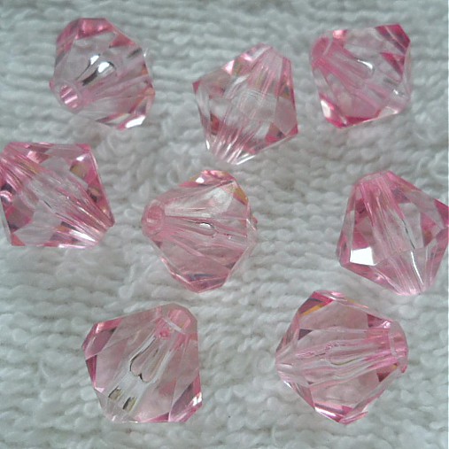 Korálky bicone plast 11mm-1ks (ružová)