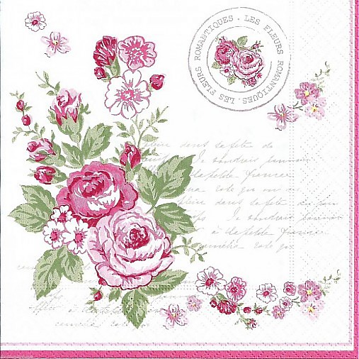  - Servítka "Le rosier rose" - 3878888_