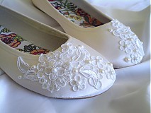 Ponožky, pančuchy, obuv - Vivian - vintage svadobné balerínky - variacie - 3919428_