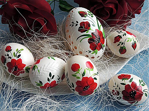 Dekorácie - Sada kraslíc - Krvavočervený kvet - 3922112_