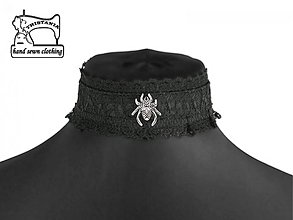 Náhrdelníky - Čierny dámský  obojok v gothic štýle 0365 - 3937351_