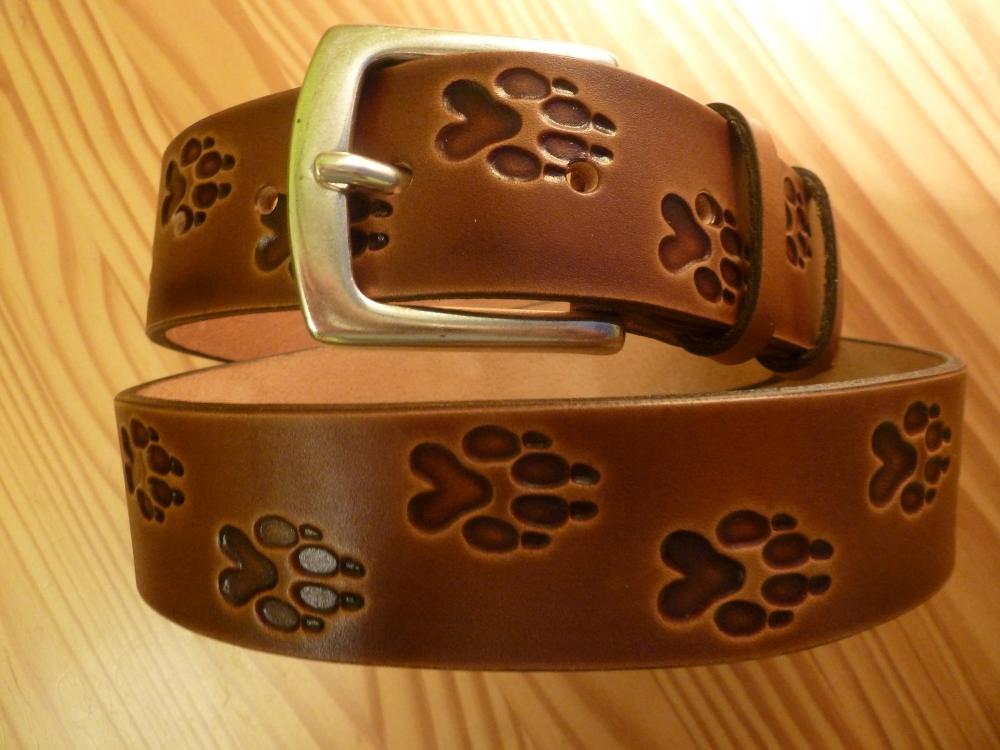 Kožený opasok 4 cm - Labky