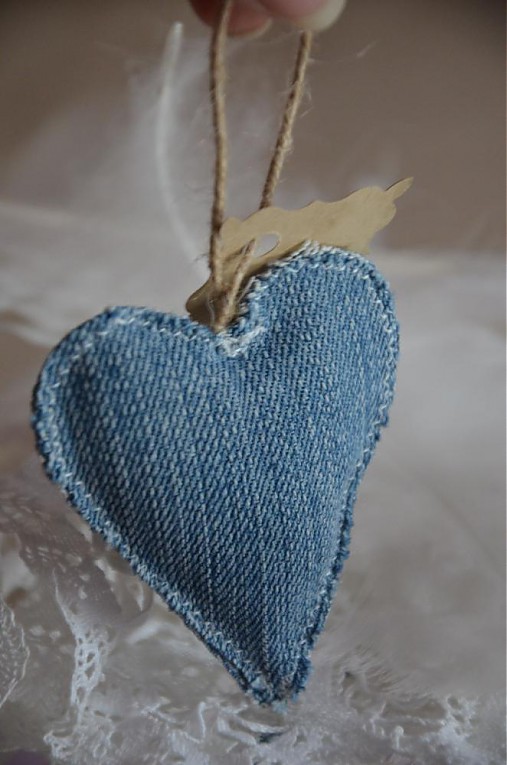 Kľúčenky - Riflové srdiečka - 3965175_