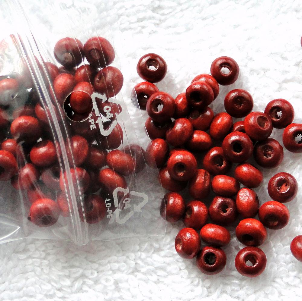 Drevené korálky 5mm-dub červený-10g