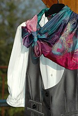 Šatky - Večernice - malovaný hedvábný šátek - 4002184_