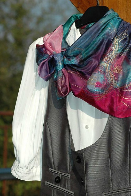 Večernice - malovaný hedvábný šátek