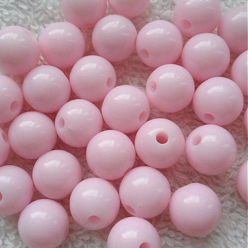Korálky COLOR plast 10mm (ružová svetlá-10ks)