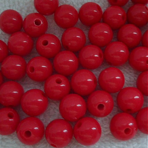 Korálky COLOR plast 10mm (červená-10ks)
