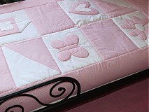 Detský textil - Prehoz, vankúš patchwork vzor ružová pre detičky, rozmer 140x200 cm - 4016060_