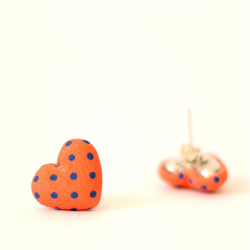 Náušnice - Náušnice srdiečka crazy orange - 4024364_