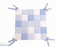 Detský textil - Patchworková deka 100x100cm modrá s viazačkami - 4027235_