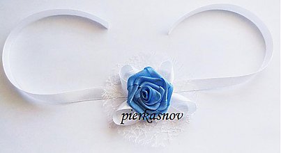 Svadobné pierka - Náramok pre družičku - bielo modrý - 4062494_