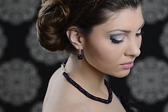 Sady šperkov - Black velvet- set náhrdelník, náramok a náušnice - 4081179_