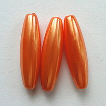 Korálky - GLANCE plast ovál 10x30mm-1ks (oranžová) - 4132740_
