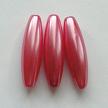 Korálky - GLANCE plast ovál 10x30mm-1ks (tm.ružová) - 4132756_