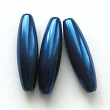 Korálky - GLANCE plast ovál 10x30mm-1ks (tm.modrá) - 4132798_